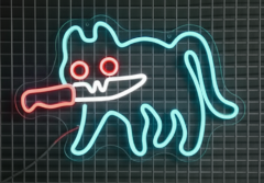Bıçaklı Kedi Led Neon